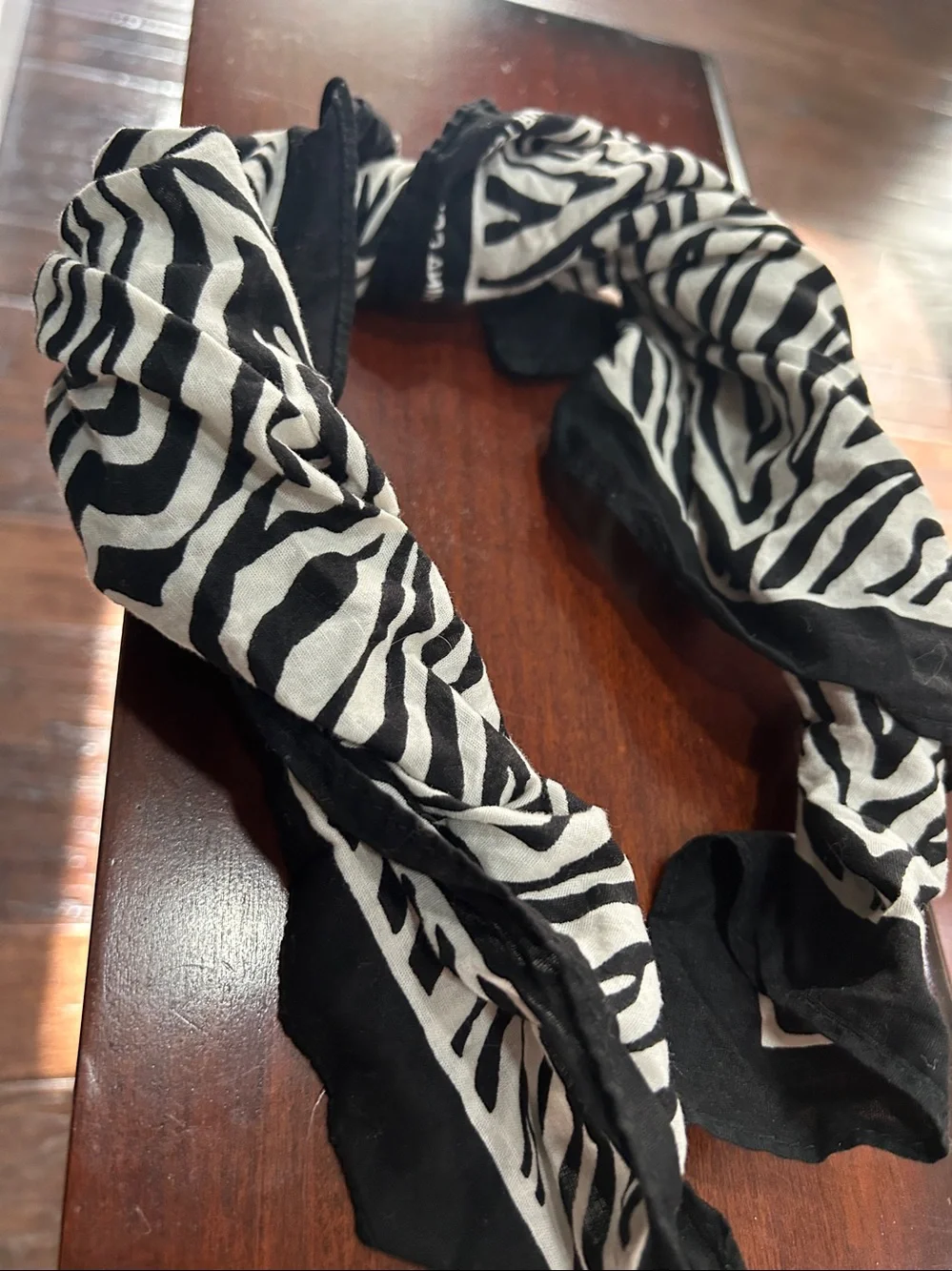 Zebra Print Twist Headband - Black & White